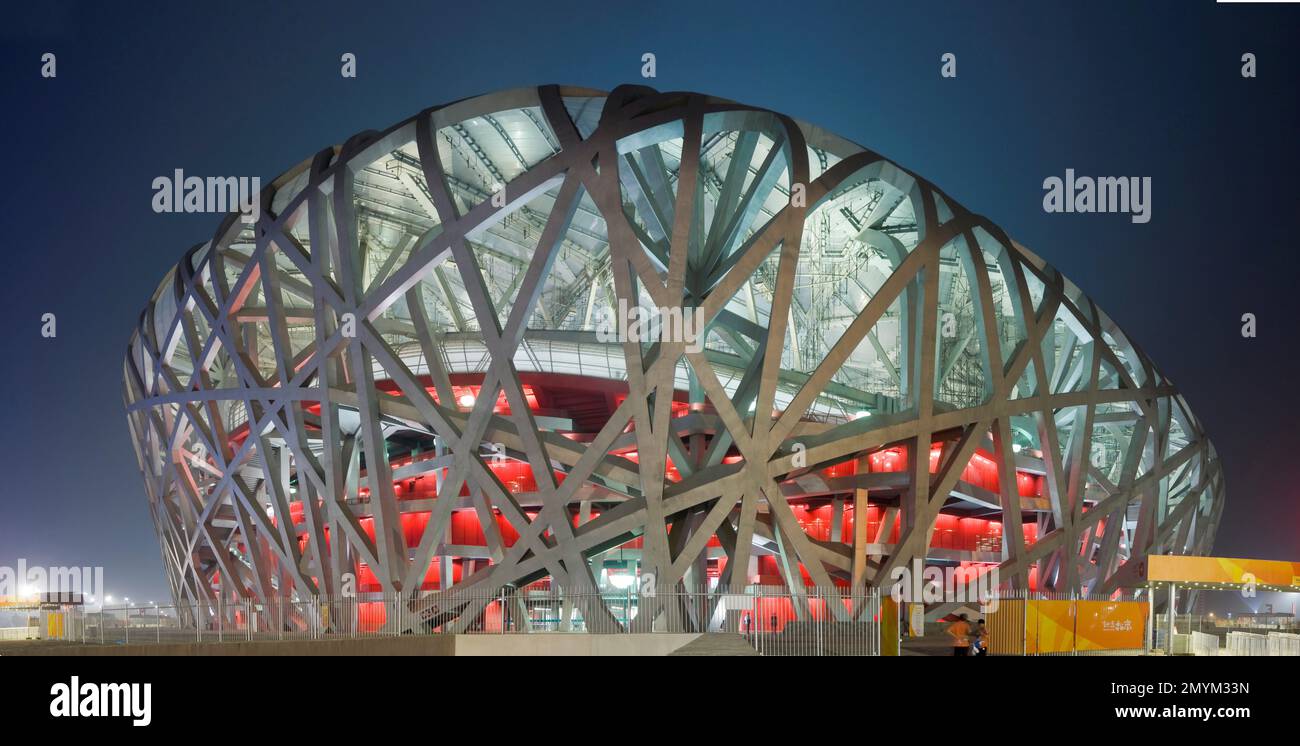 Pekinger Nationalstadion oder Vogelnest Stockfoto