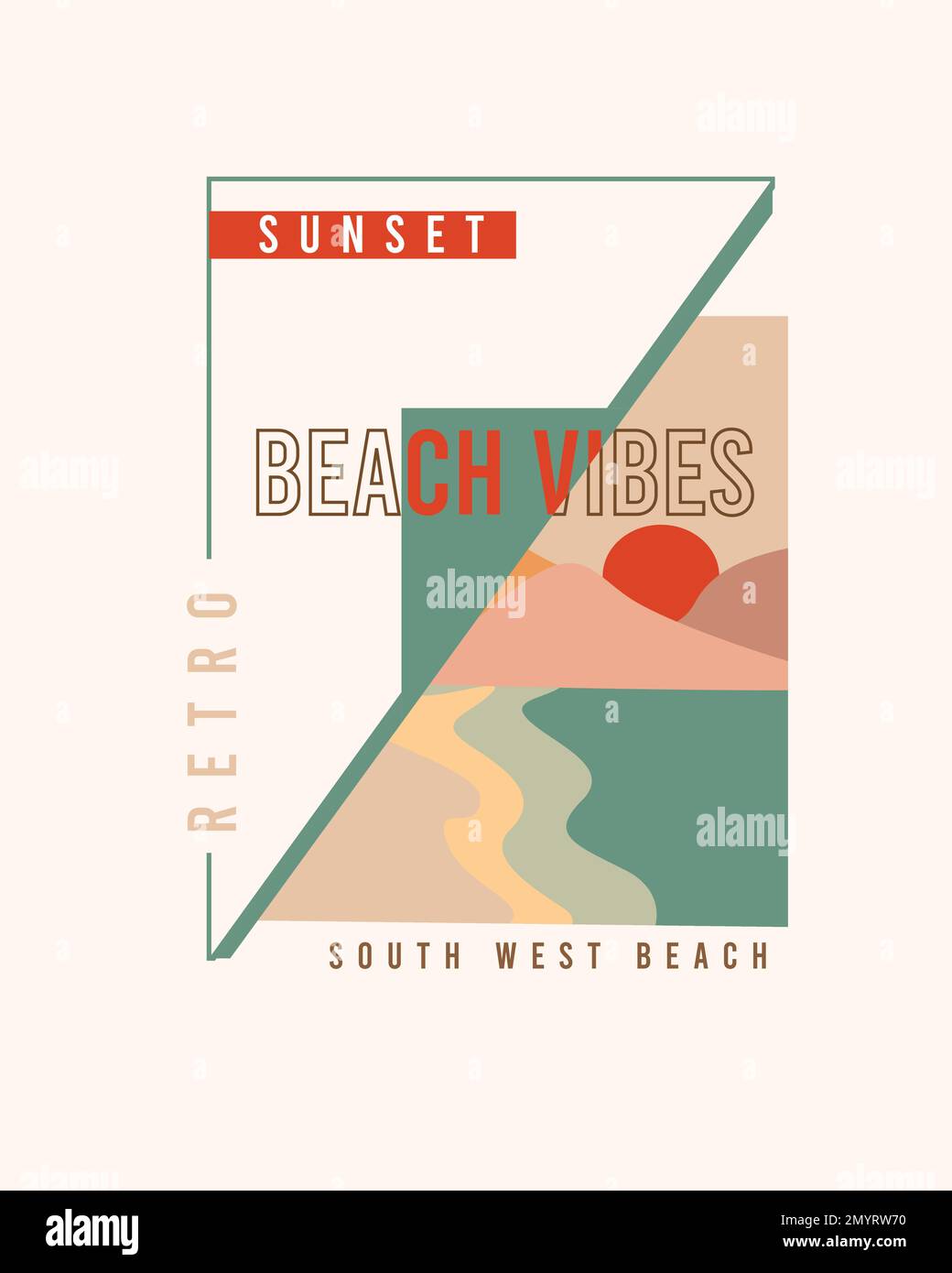 Retro Sunset Beach Vibes Modern Collage typografisches Poster-Design für T-Shirt-Motiv Stock Vektor