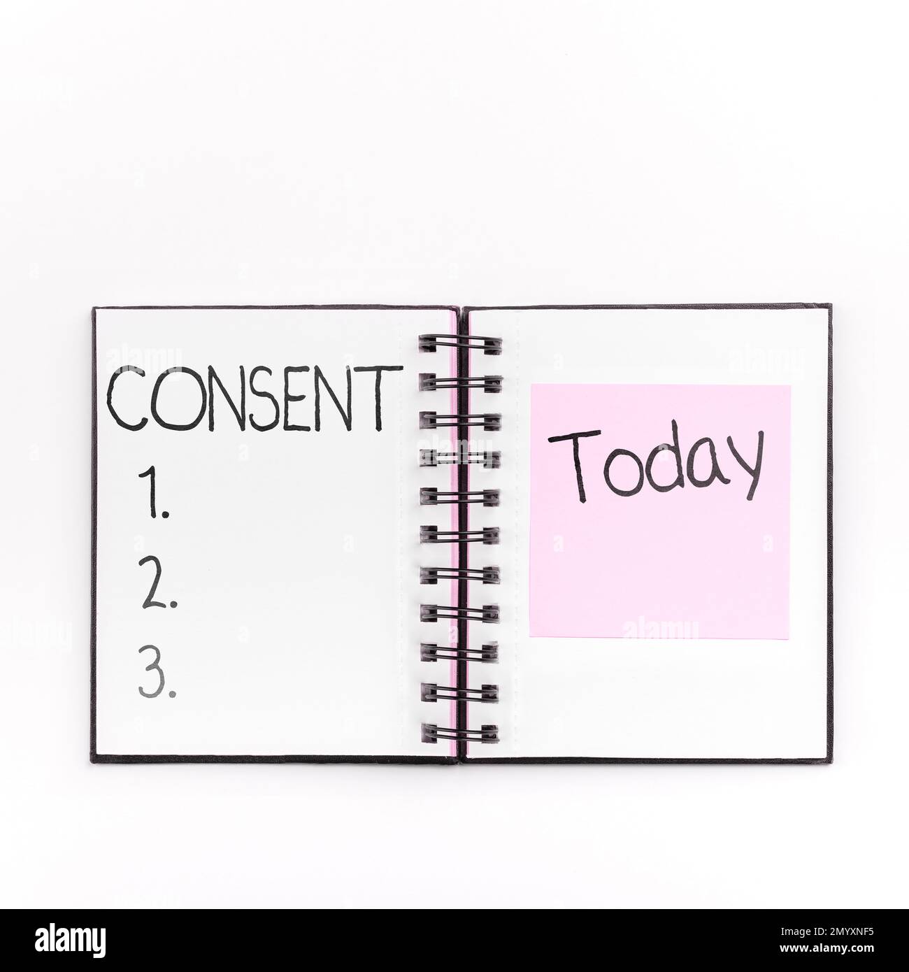 Unterschreiben Sie die Einwilligung. Geschäftskonzept allgemeine Vereinbarung über ein bestimmtes Ereignis oder eine bestimmte Aktion Stockfoto