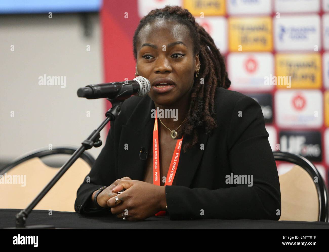 Clarisse Agbegnenou während des Judo Paris Grand Slam 2023 am 4. Februar 2023 in der Accor Arena in Paris, Frankreich. Foto: Laurent Lairys/ABACAPRESS.COM Stockfoto