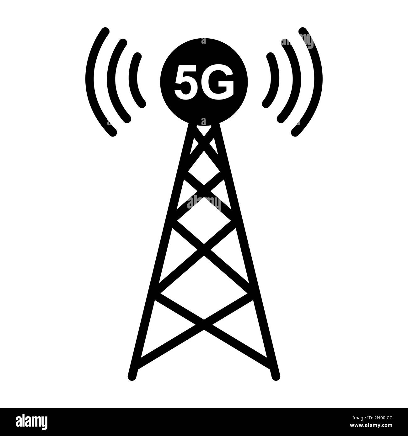 Signalturm-Symbol, Wireless-Technologie-Netzwerkschild, Vektordarstellung des Antennenwellenfunks. Stock Vektor