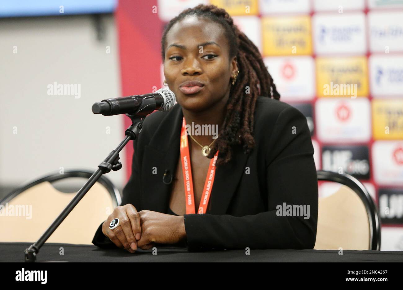 Clarisse Agbegnenou während des Judo Paris Grand Slam 2023 am 4. Februar 2023 in der Accor Arena in Paris, Frankreich - Photo Laurent Lairys / DPPI Stockfoto