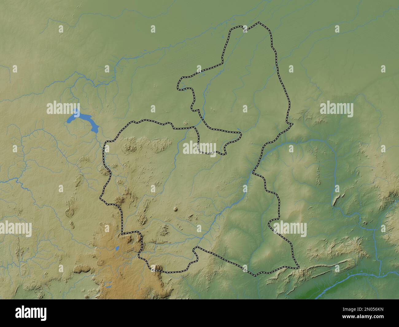 Bauchi, Staat Nigeria. Farbige Höhenkarte mit Seen und Flüssen Stockfoto