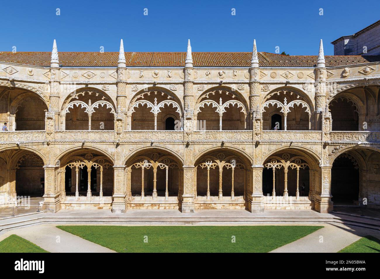 Lissabon, Portugal. Das Kloster des Mosteiro dos Jeronimos/Kloster der Hieronymiten. Das Kloster gilt als Triumph der Manueline archite Stockfoto