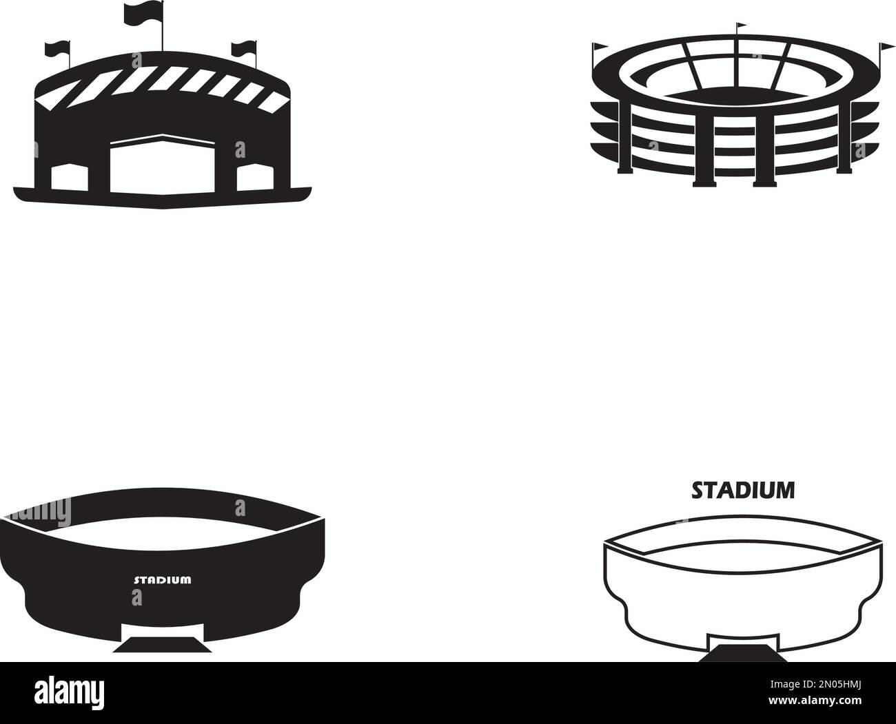Vektor des Stadionsymbols, Symbol der Designzeichnung und Hintergrund. Stock Vektor