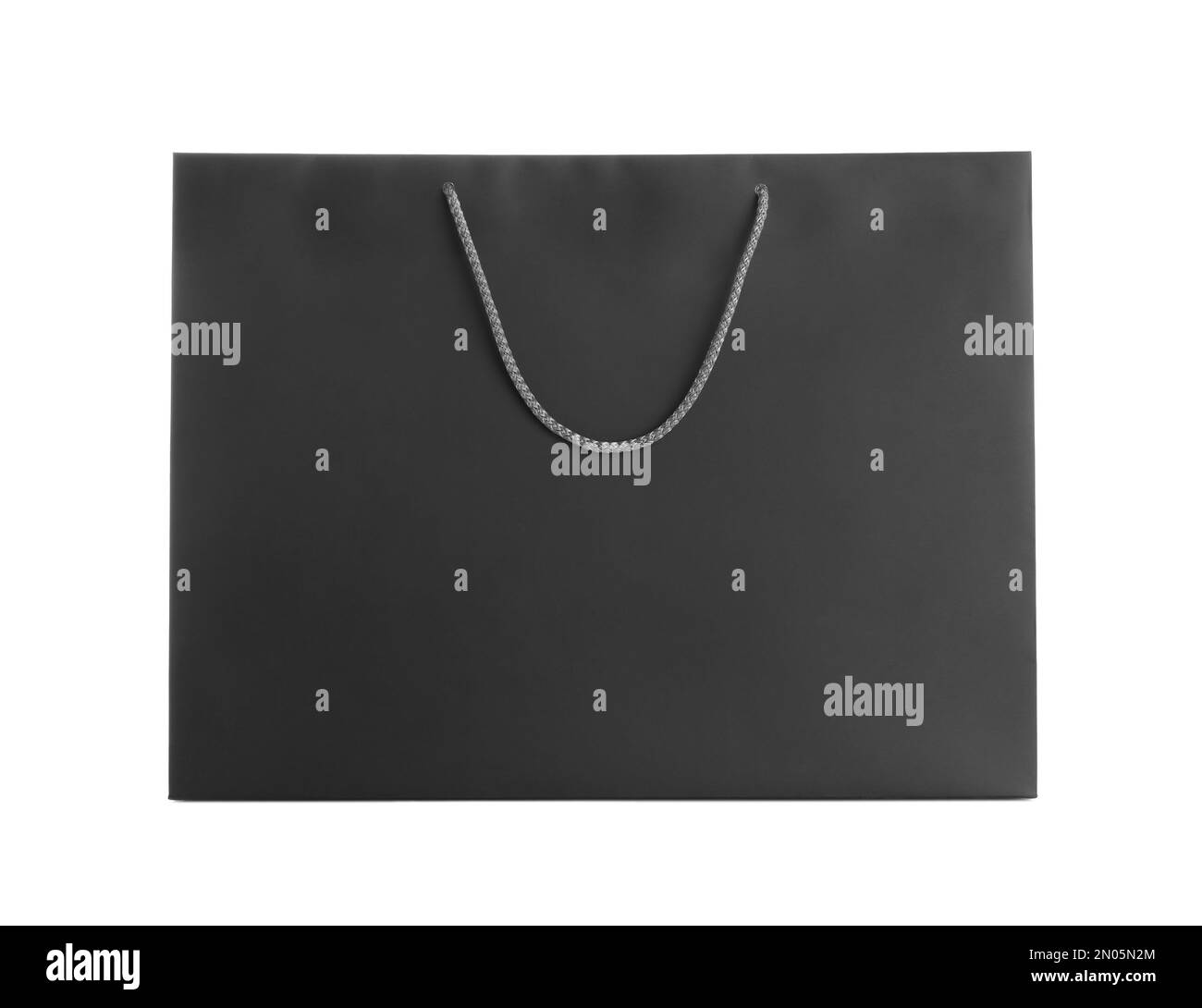 Schwarze Einkaufstasche aus Papier isoliert auf Weiß Stockfoto