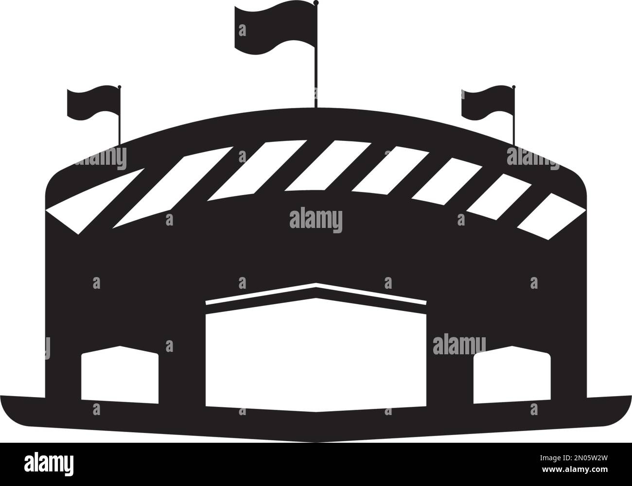 Vektor des Stadionsymbols, Symbol der Designzeichnung und Hintergrund. Stock Vektor