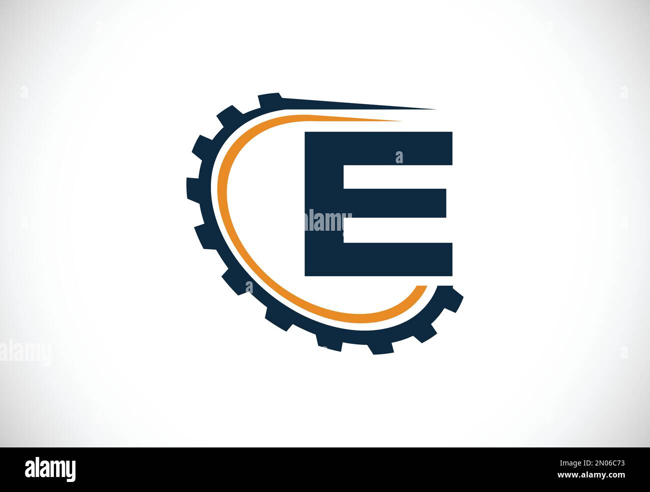 Anfängliches E-Alphabet mit Zahnrad. Logo von Gear Engineer. Logo für Automobil-, Mechanik-, Technologie-, Einstellungs-, Reparatur-, Und Unternehmensidentität Stock Vektor