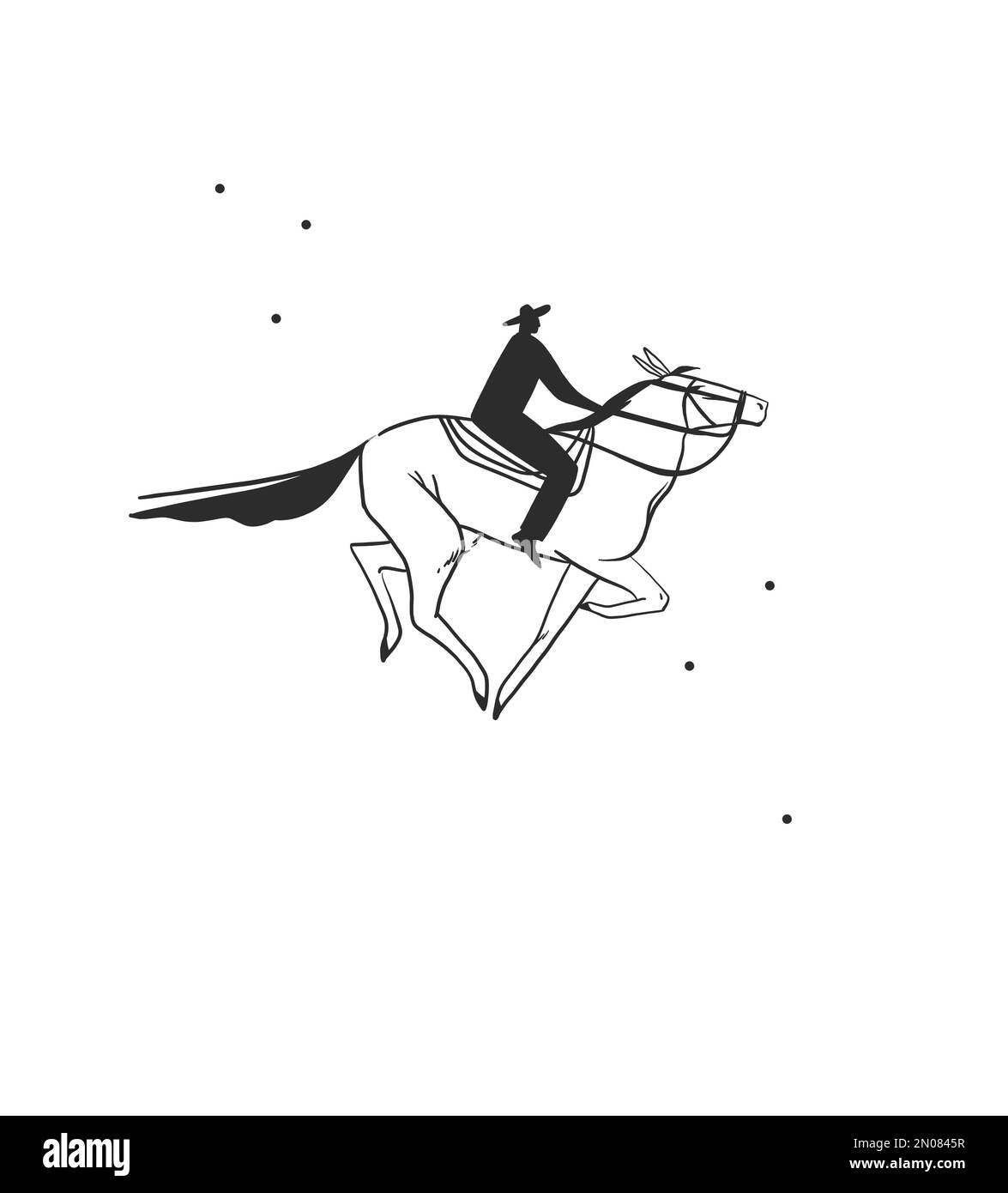 Handgezeichnete abstrakte Vektor Grafik Clipart Illustration boho Pferd Logo Element isoliert.Western Design concept.Bohemian wilden Westen zeitgenössische Kunst Stock Vektor