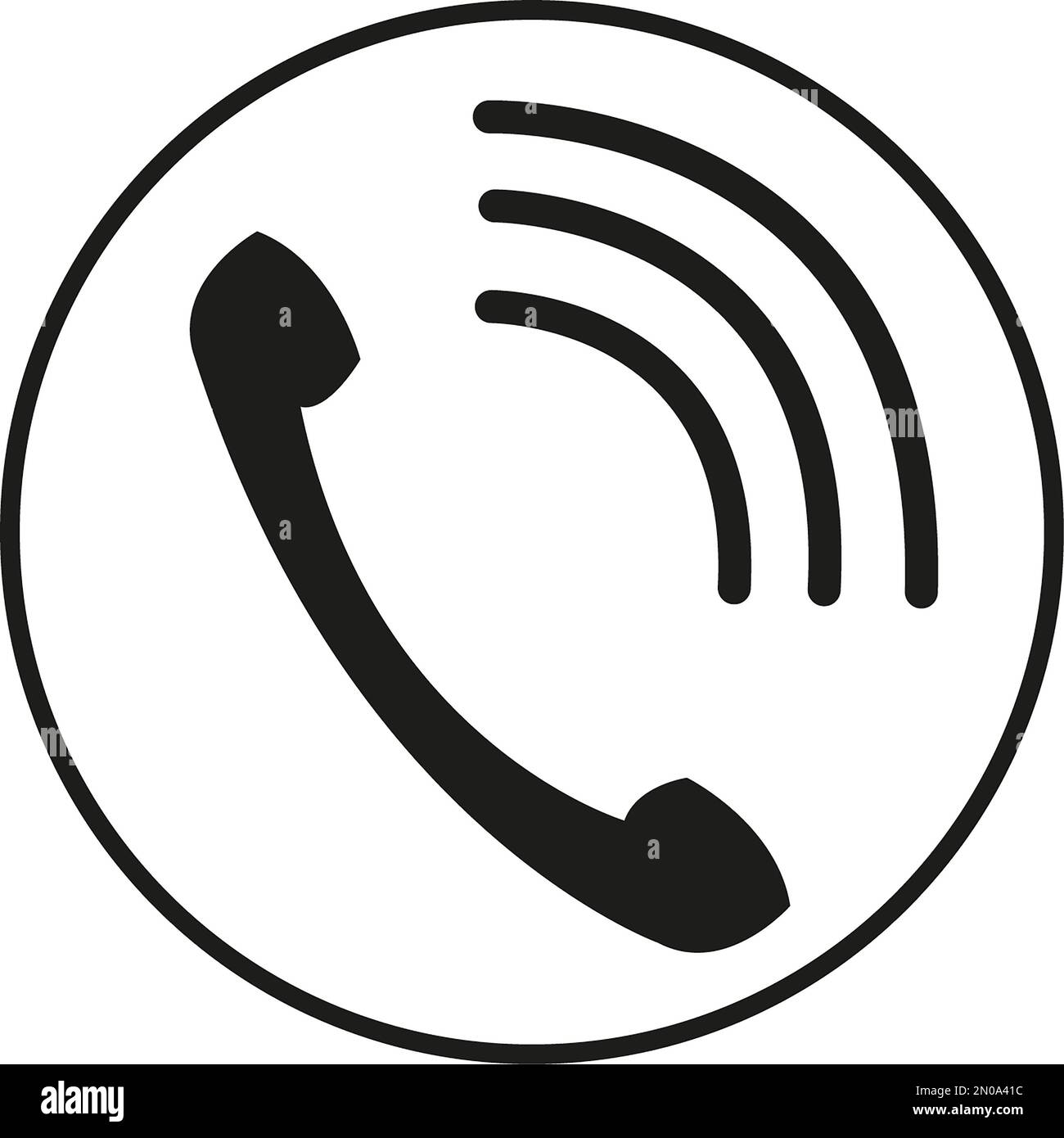 Rundes Schild mit Telefonanruf Stockfoto