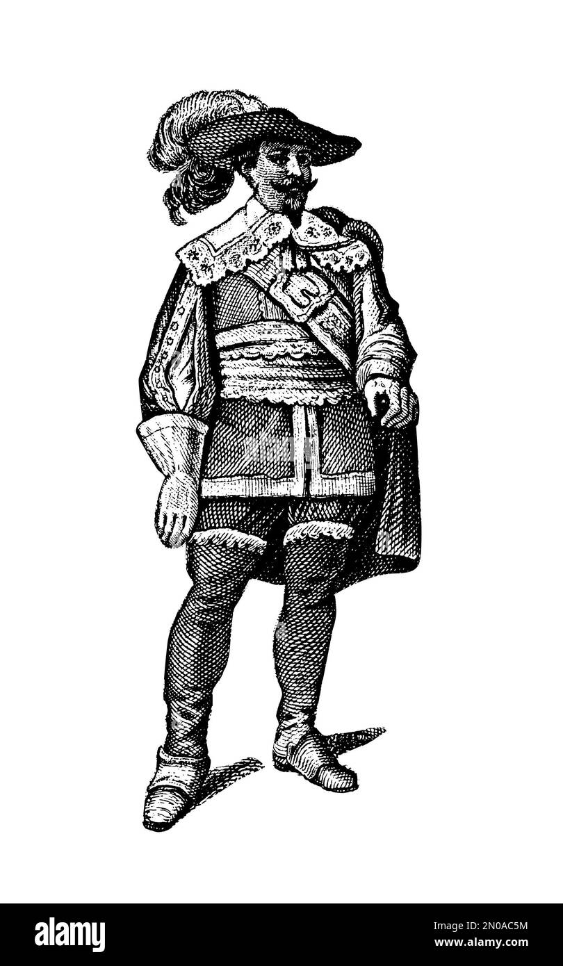 Antike Illustration aus dem 19. Jahrhundert, die Gustavus II Adolphus im Dreißigjährigen Krieg darstellt, der von 1618 bis 1648 stattfand. Gravur veröffentlicht in Stockfoto