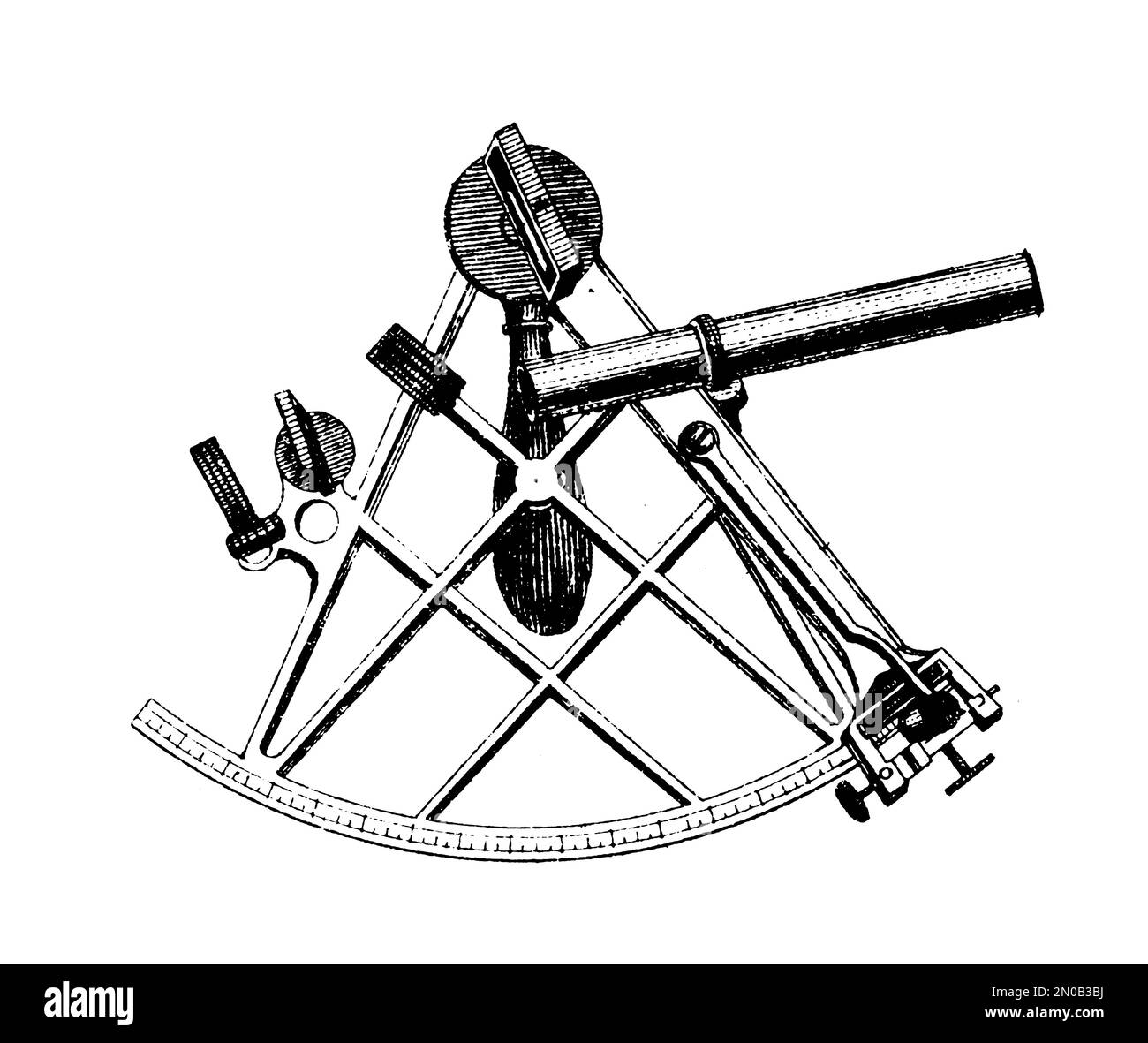 Antike Darstellung eines Sextans, der in der Navigation verwendet wird Stockfoto