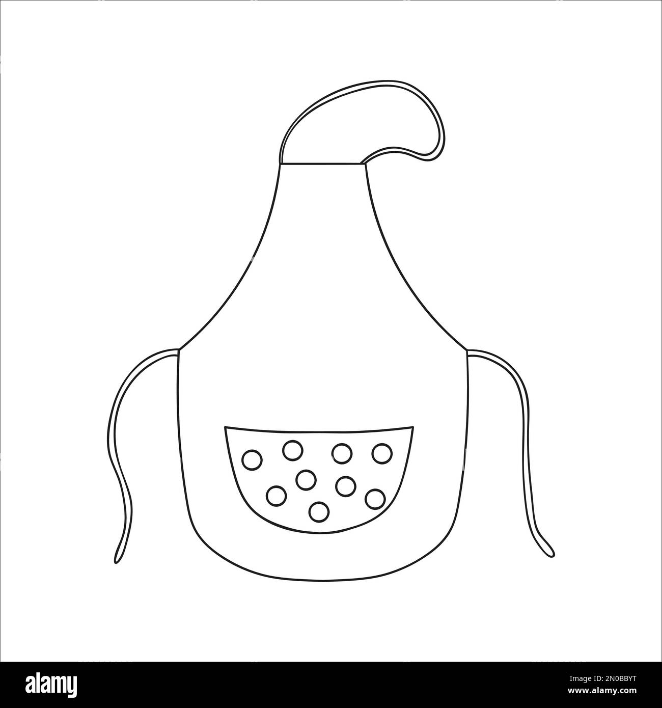 Vector schwarz-weiße Schürze. Symbol für Küchenschutzkleidung isoliert auf weißem Hintergrund. Kochutensilien im Cartoon-Stil. vektordarstellung Stock Vektor
