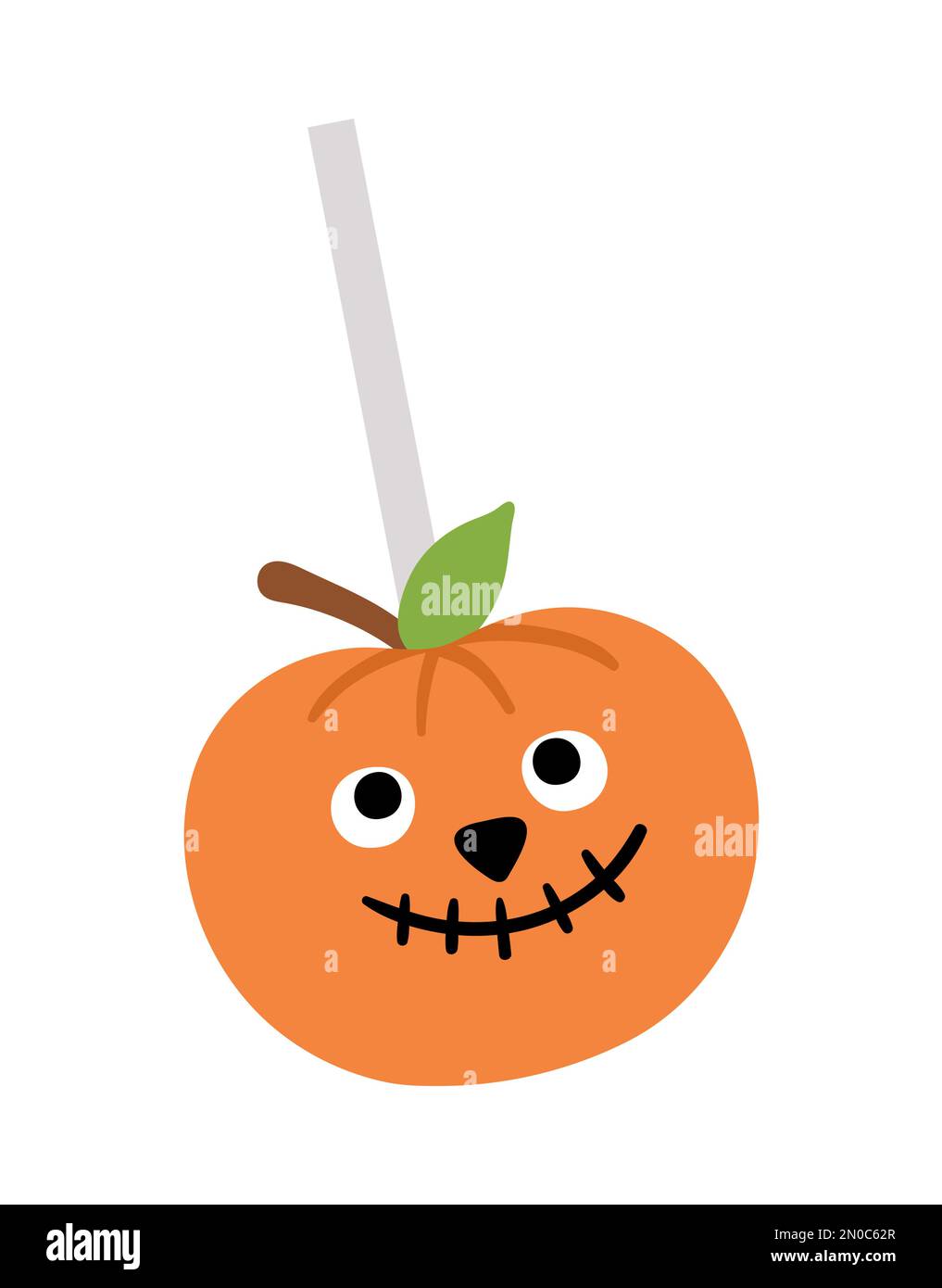 Vector Sweet für Süßes oder Saures. Beängstigender Kürbis wie Lollypop. Traditionelles Essen für Halloween-Partys. Jack-o-Laternen-Dessert isoliert auf weißem B Stock Vektor