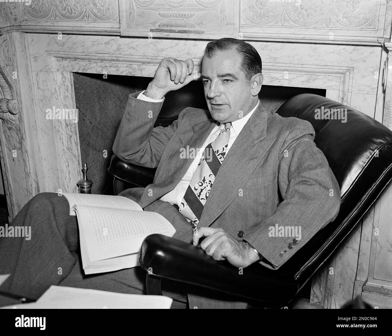 Sen. Joseph McCarthy (R-Wisc.) talks at a news conference in Washington ...