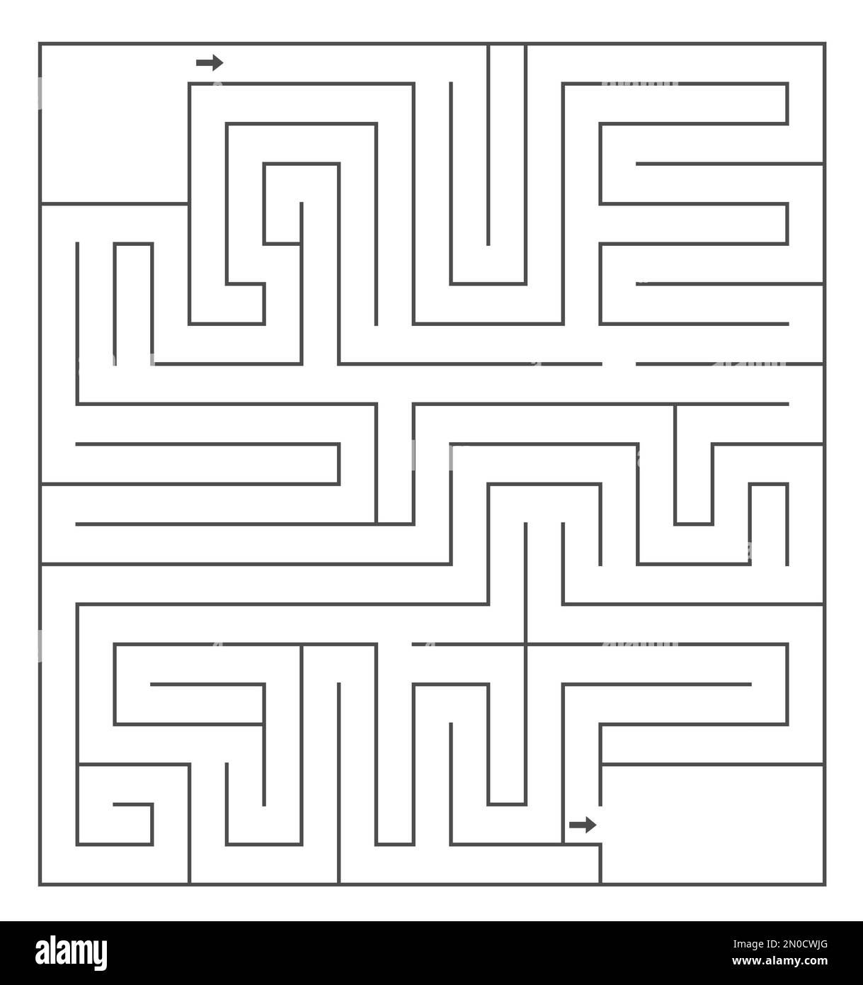 Vektorlabyrinth-Vorlage. Leeres schwarzes und weißes Labyrinth auf weißem Hintergrund isoliert. Ausdruckbare pädagogische Aktivität im Vorschulalter oder Spielbeispiel. Stock Vektor