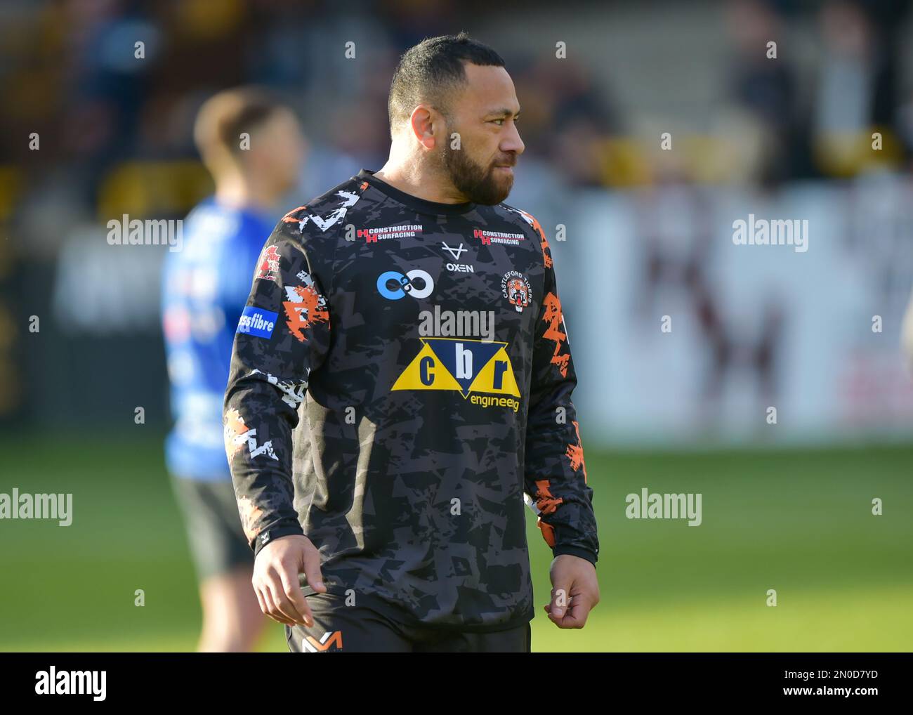 Castleford, Großbritannien. 05. Februar 2023. Bureta Faraimo von Castleford Tigers während des Warm Up Nathan Massey Testimonial, Castleford Tigers gegen Huddersfield Giants im MEND-A-Hose Jungle, Castleford West Yorkshire, Großbritannien, am 5. Februar 2023 Fotokredit Craig Cresswell Photography Credit: Craig Cresswell/Alamy Live News: Craig Cresswell Live News Stockfoto