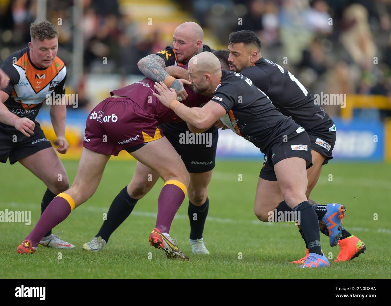 Castleford, Großbritannien. 05. Februar 2023. Nathan Massey Testimonial, Castleford Tigers gegen Huddersfield Giants im MEND-A-Hose Jungle, Castleford West Yorkshire, Großbritannien, am 5. Februar 2023 Fotokredit Craig Cresswell Photography Credit: Craig Cresswell/Alamy Live News Credit: Craig Cresswell/Alamy Live News Stockfoto