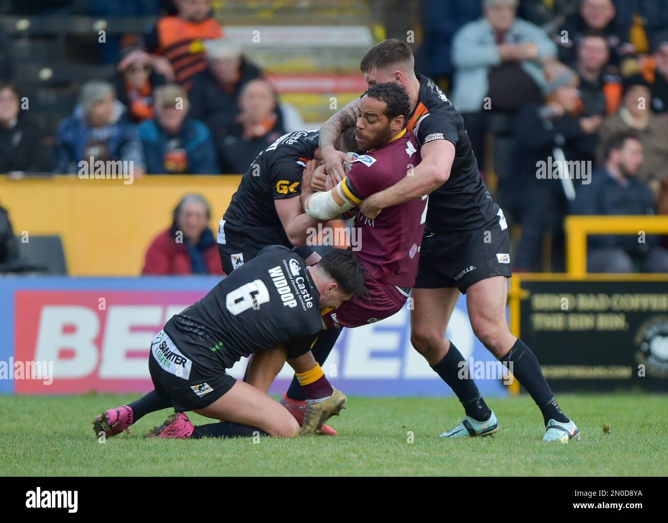 Castleford, Großbritannien. 05. Februar 2023. Jermaine McGillvary von Huddersfield Giants Nathan Massey Testimonial, Castleford Tigers gegen Huddersfield Giants im mend-A-Hose Jungle, Castleford West Yorkshire, Großbritannien, am 5. Februar 2023 Fotokredit Craig Cresswell Photography Credit: Craig Cresswell/Alamy News Live Credit: Craig Cresswell/Alamy Live News Stockfoto