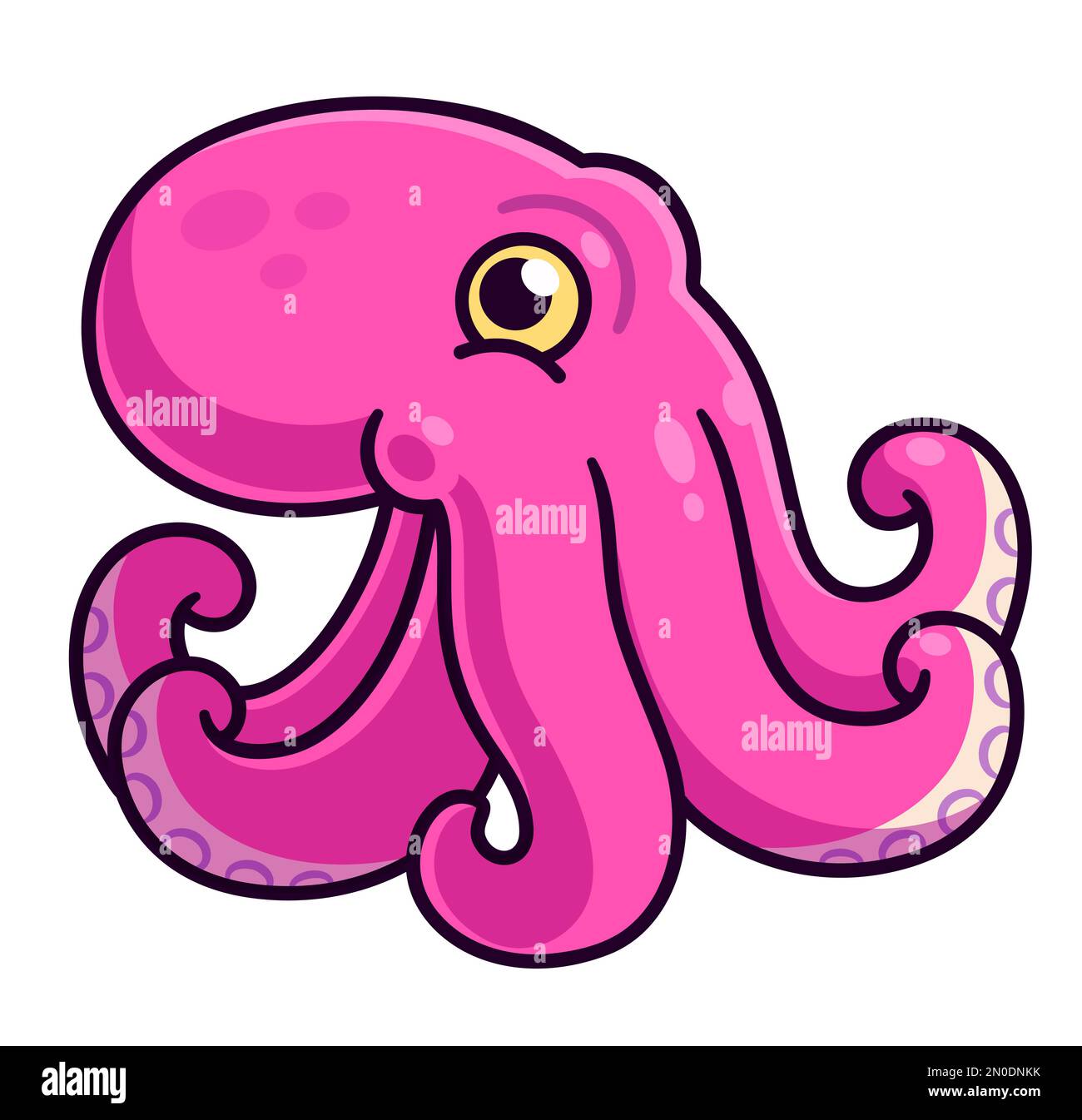 Octopus-Cartoon-Zeichnung, isolierte Vektordarstellung. Stock Vektor