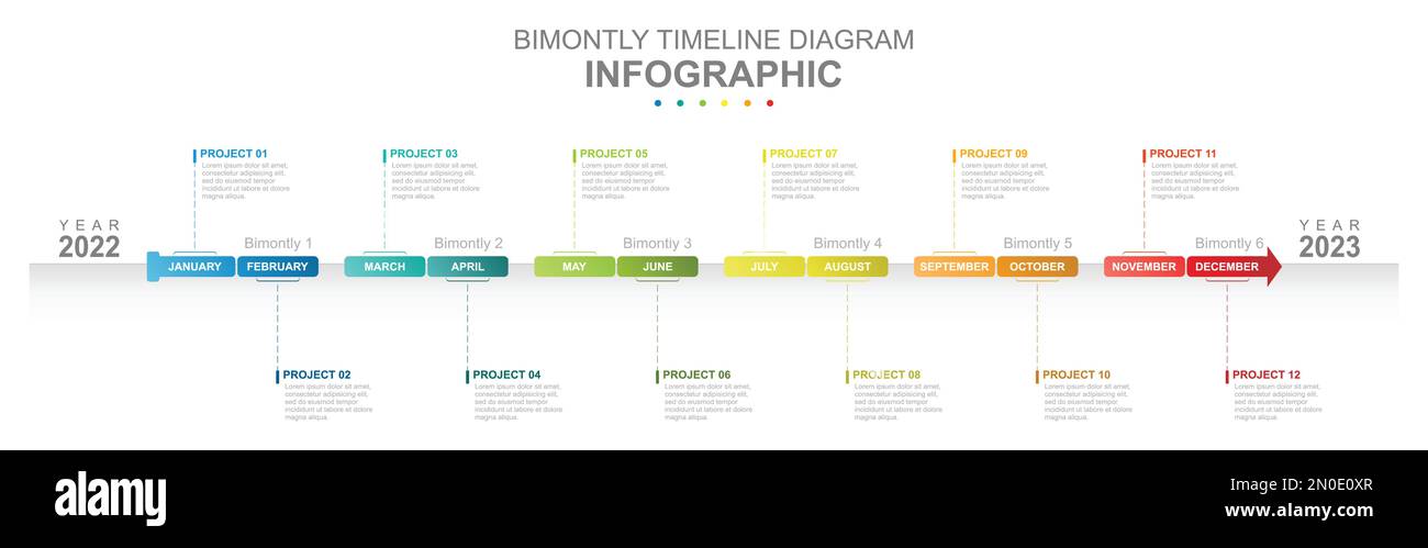 Infografik für Geschäftsvorlage. 12 Monate moderner Diagrammkalender mit Zeitleiste. Konzeptpräsentation. Stock Vektor