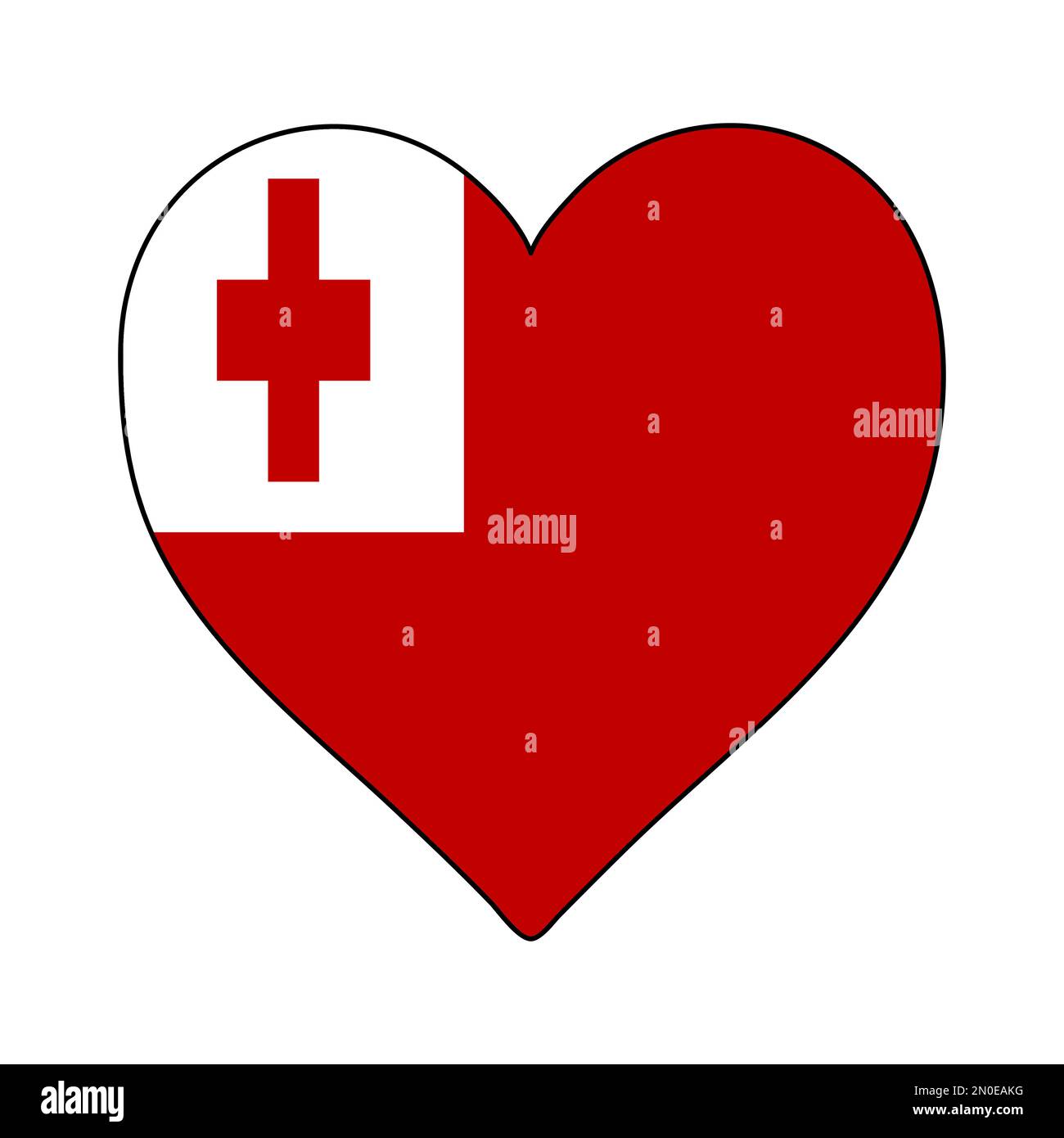 Tonga-Flagge In Herzform. Ich Liebe Tonga. Besuchen Sie Tonga Vector Illustration Graphic Design. Stock Vektor