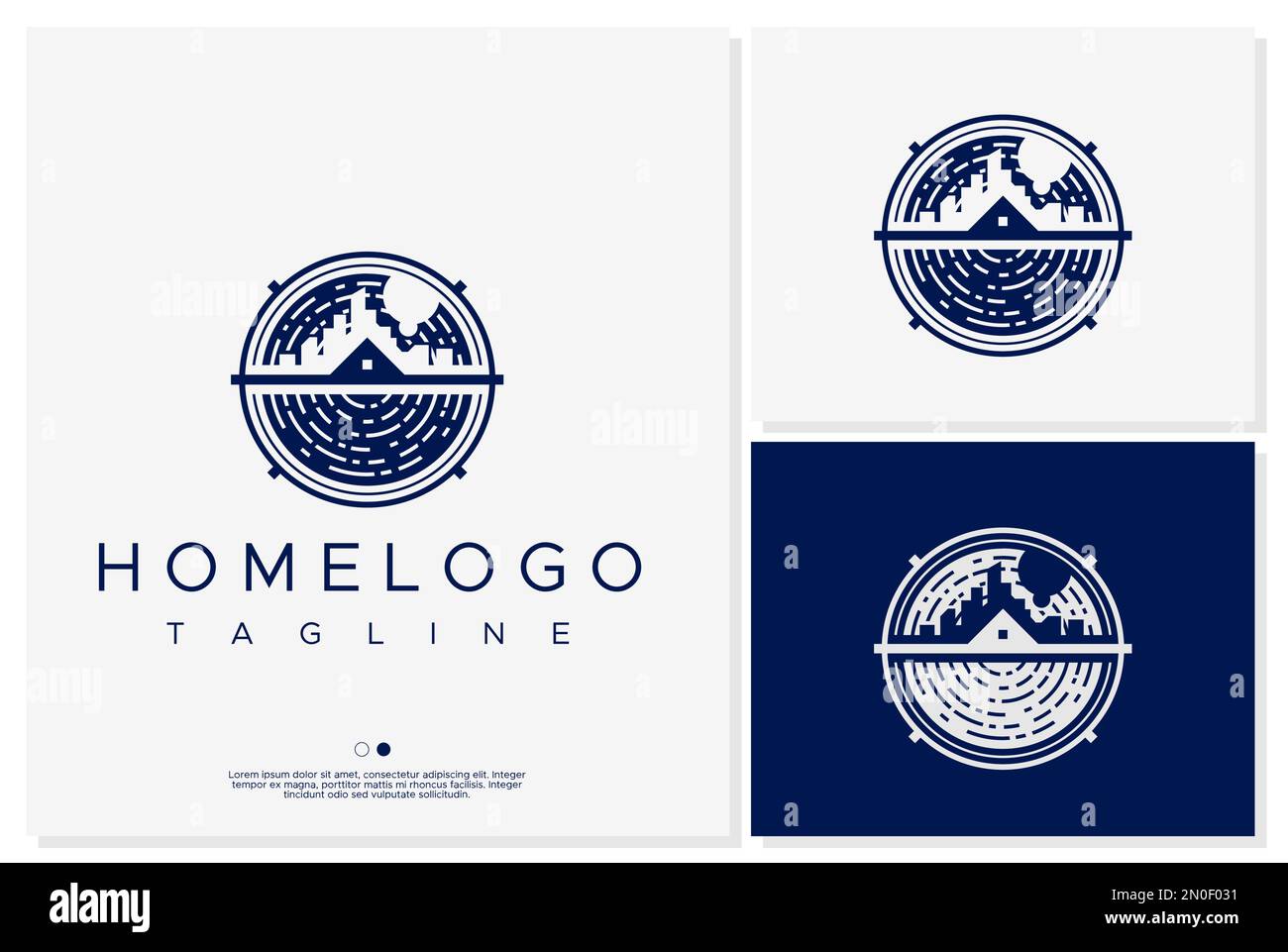 Designvorlage für Logo für den Außenbereich zu Hause. Moderner Grafikvektor mit kreisförmigem Hauslogo. Stock Vektor