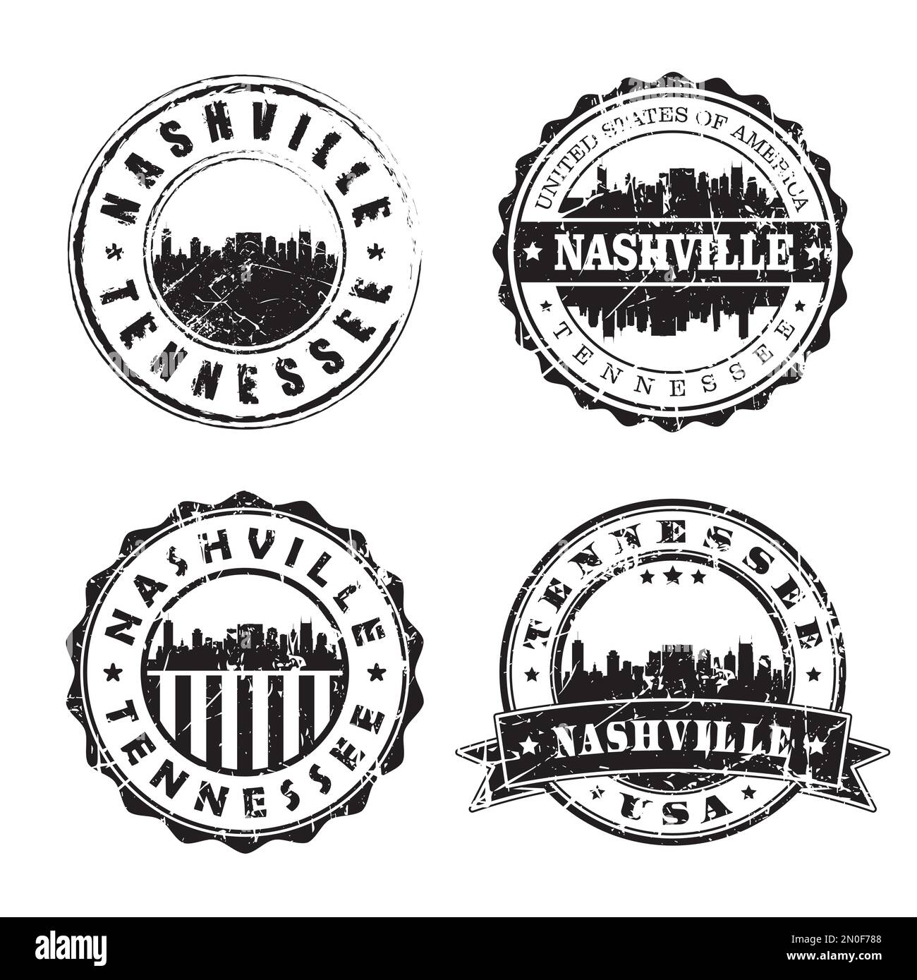 Nashville Tennessee Stamp Skyline Postmark. Silhouette Postpass. Symbolgruppe "City Round Vector". Vintage Porto Stock Vektor