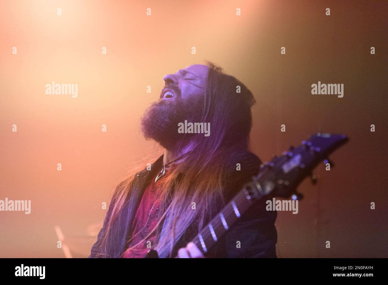 München, Deutschland. 04. Februar 2023. Marco Heubaum (Gitarre) aus Xandria während The Wonders wartet noch auf die Album-Veröffentlichung 2022 in Backstage, München. (Foto: Sven Beyrich/Sports Press Photo/C - FRIST VON EINER STUNDE - FTP NUR AKTIVIEREN, WENN BILDER WENIGER ALS EINE STUNDE ALT sind - Alamy) Guthaben: SPP Sport Press Photo. Alamy Live News Stockfoto