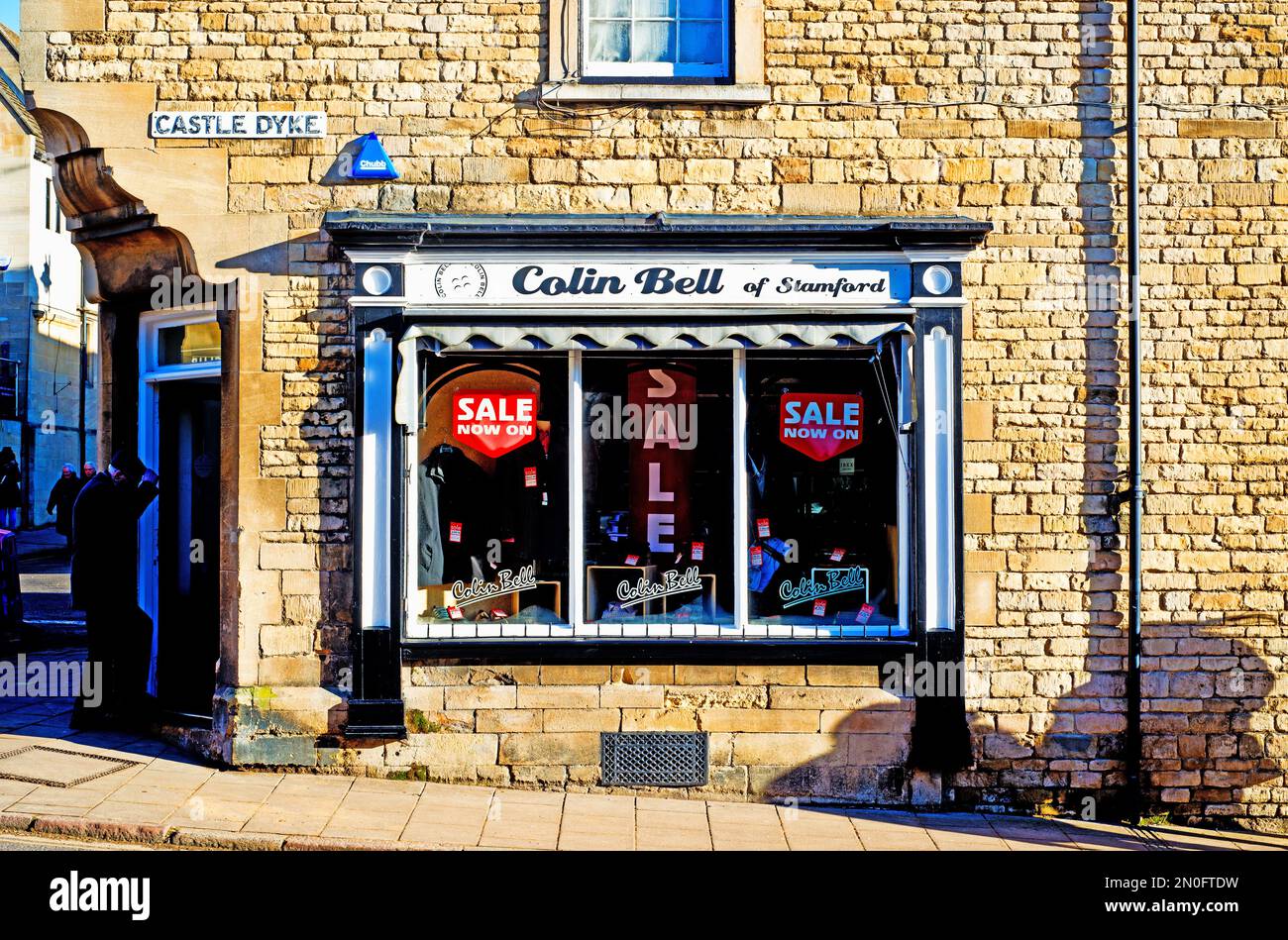 Colin Bells Männerbekleidung, Castle Dyke, Stamford, Lincolnshire, England Stockfoto