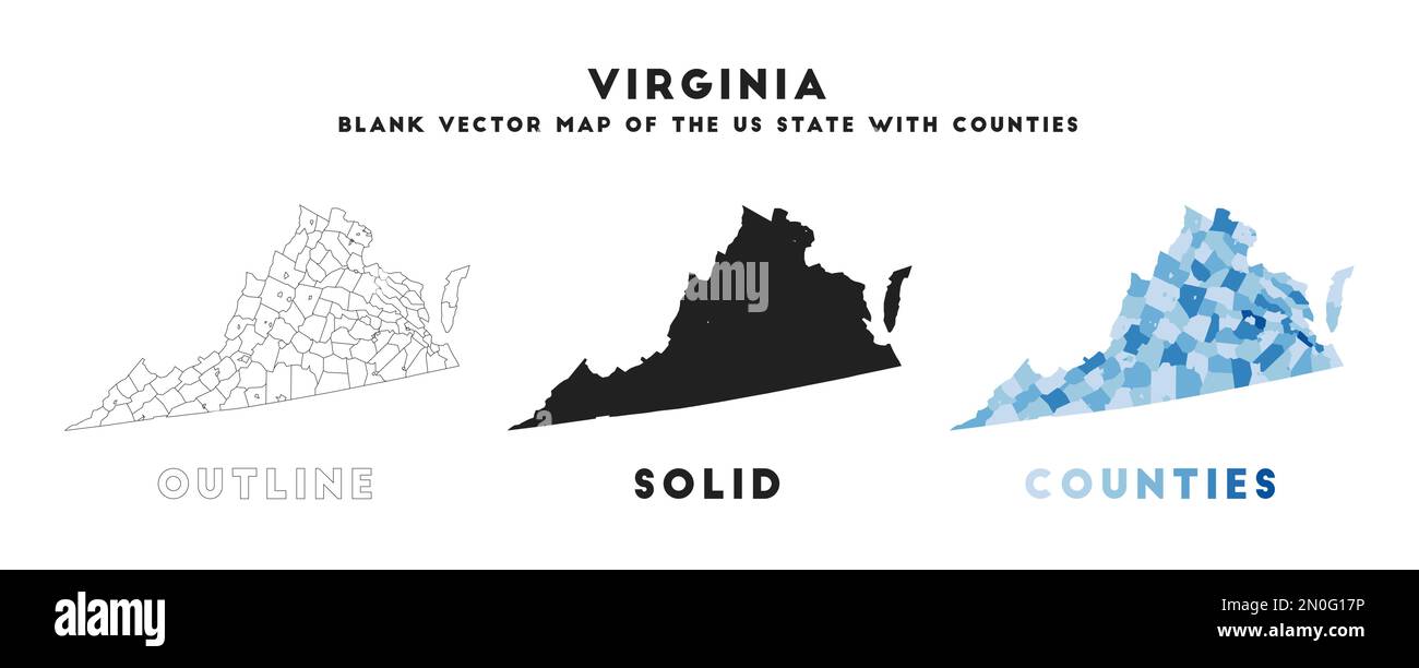 Virginia Karte. Borders of Virginia für Ihre Infografik. Vektor US-Statusform. Vektorabbildung. Stock Vektor