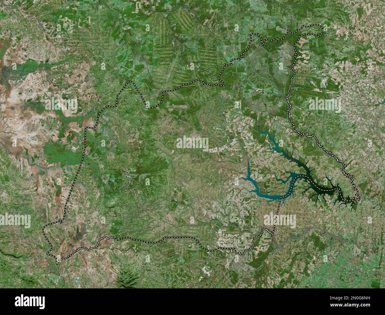 Caaguazu, Departement Paraguay. Hochauflösende Satellitenkarte Stockfoto