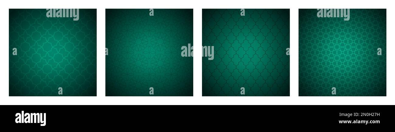 Grüner verlaufender Hintergrund mit arabischen Mustern. Hintergrund Des Arabischen Mosaik-Ornaments. Muslimische Dekoration. Ramadan Kareem, islamischer Hintergrund. Stock Vektor