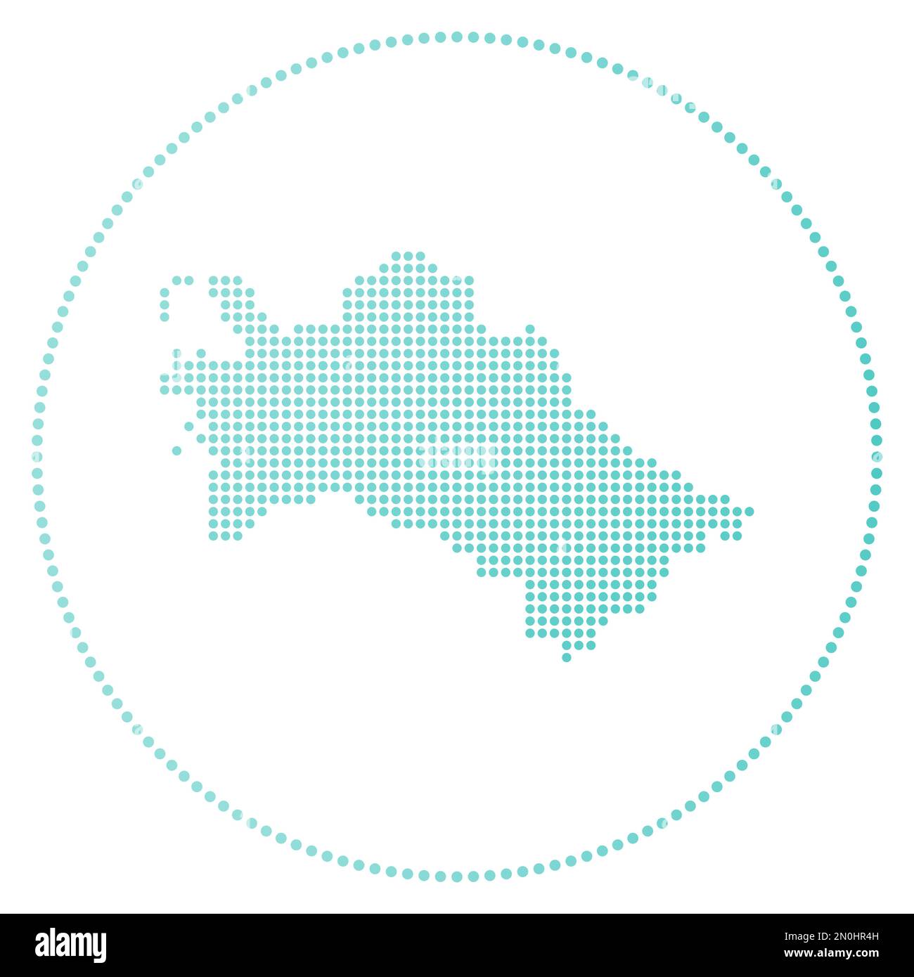 Digitales Badge Turkmenistan. Gepunktete Karte von Turkmenistan in einem Kreis. Techniksymbol des Landes mit abgestuften Punkten. Stock Vektor