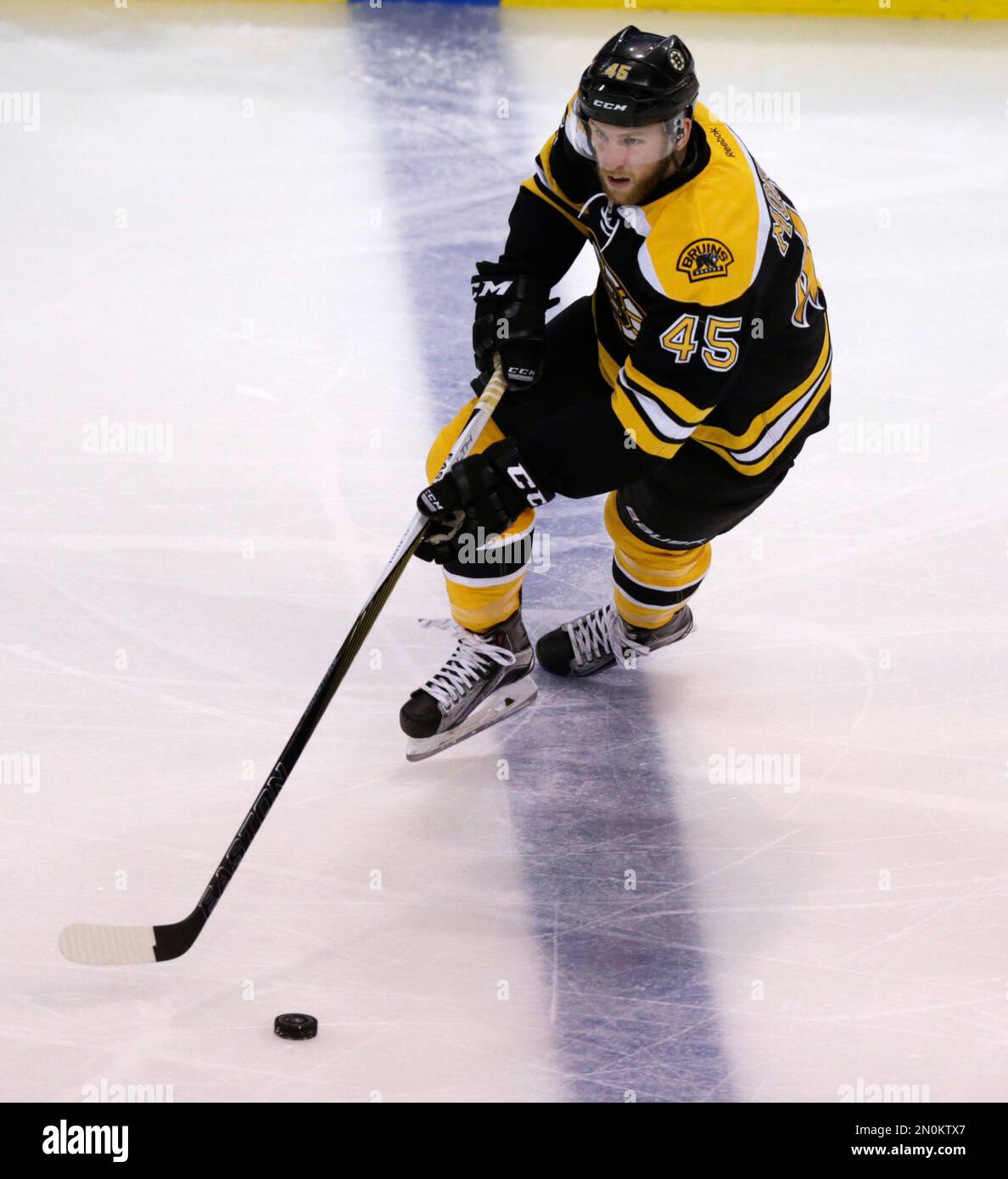 Boston Bruins defenseman Joe Morrow (45) skates during the second
