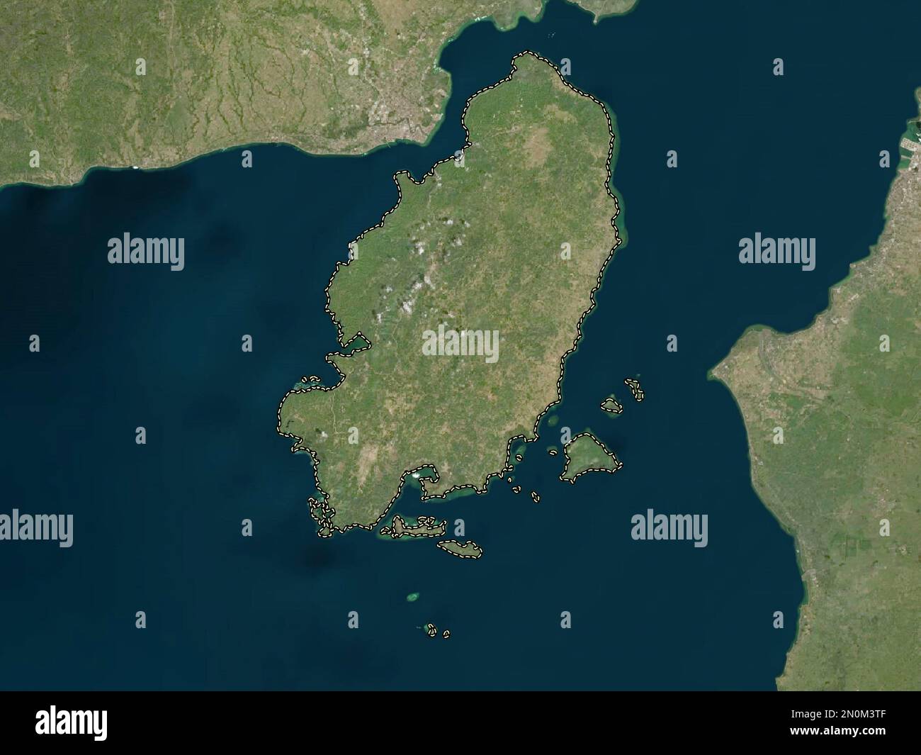 Guimaras, Provinz der Philippinen. Satellitenkarte mit niedriger Auflösung Stockfoto