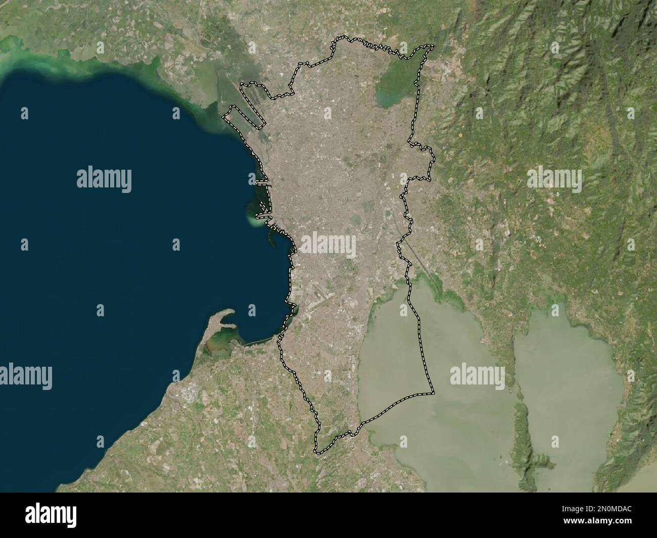 Metropolitan Manila, Provinz der Philippinen. Satellitenkarte mit niedriger Auflösung Stockfoto