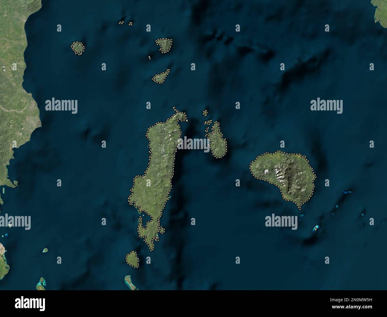 Romblon, Provinz der Philippinen. Satellitenkarte mit niedriger Auflösung Stockfoto