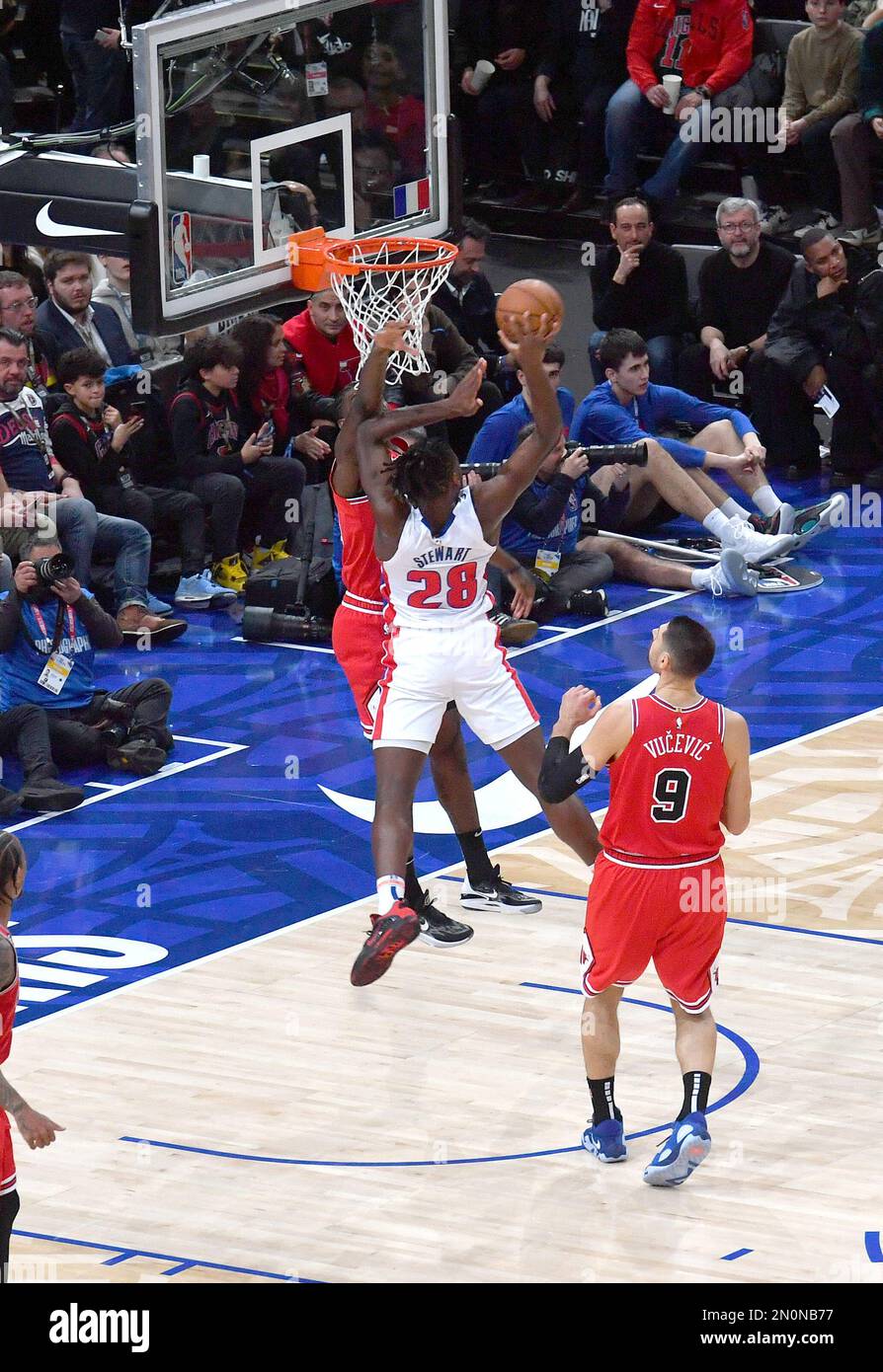 NBA Paris Game 2023 zwischen Detroit Pistons und Chicago Bulls in der AccorHotels Arena am 19. Januar 2023 in Paris, Frankreich Stockfoto