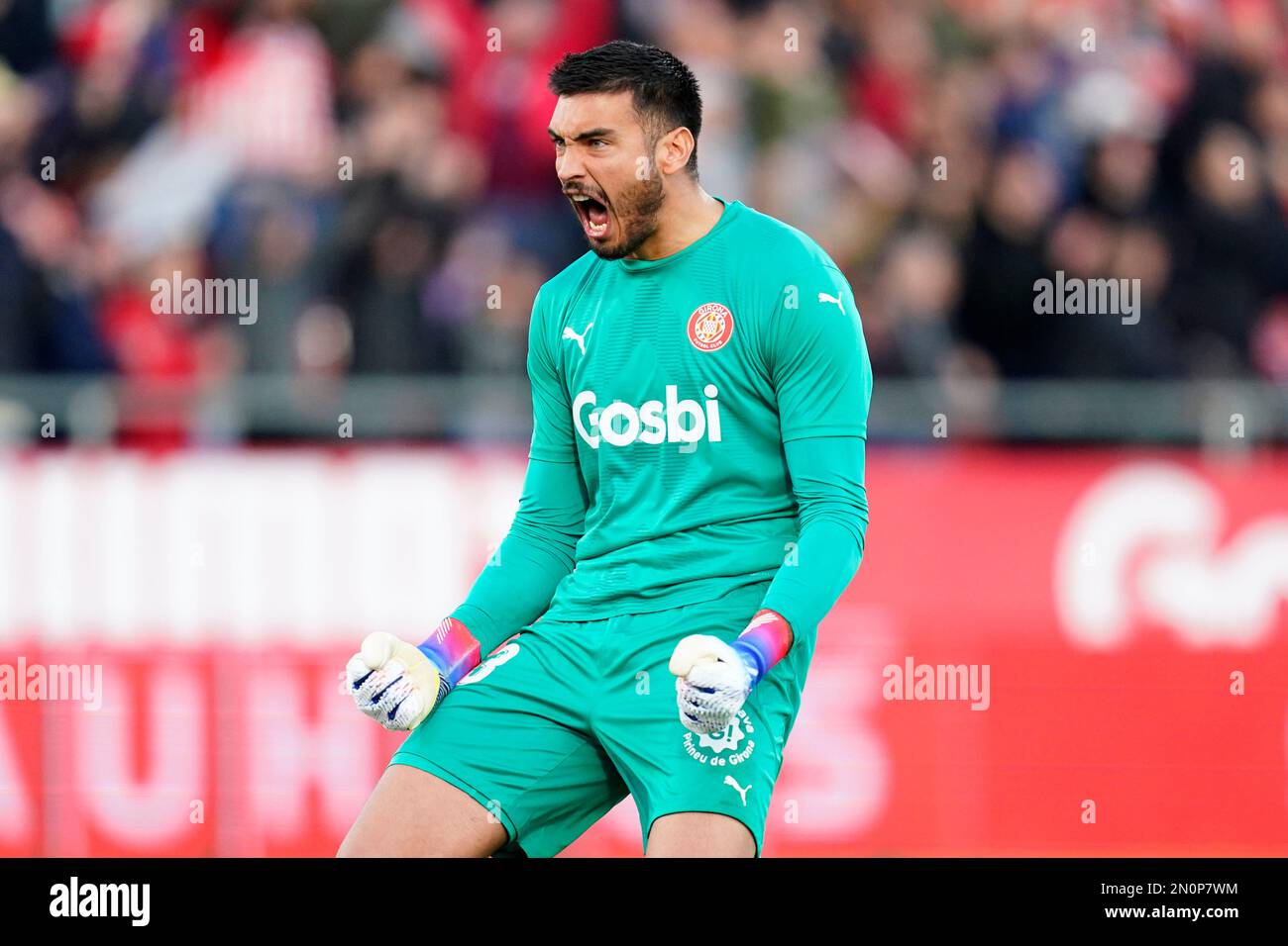 Gazzaniga vom FC Girona während des Spiels La Liga zwischen dem FC Girona und dem CF Valencia, gespielt am 5. Februar 2023 im Stadion Montilivi in Girona, Spanien. (Foto: Sergio Ruiz / PRESSIN) Stockfoto