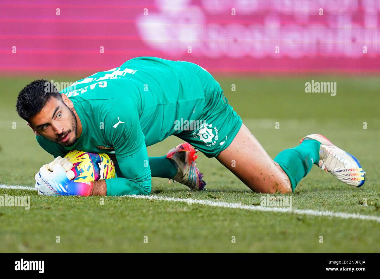 Gazzaniga vom FC Girona während des Spiels La Liga zwischen dem FC Girona und dem CF Valencia, gespielt am 5. Februar 2023 im Stadion Montilivi in Girona, Spanien. (Foto: Sergio Ruiz / PRESSIN) Stockfoto