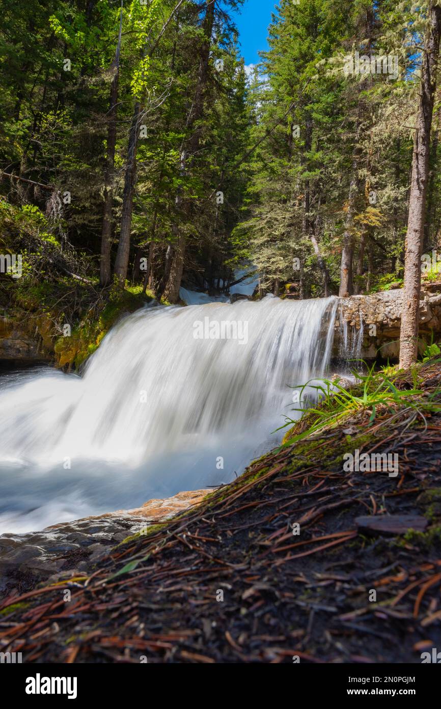 Troll Falls, Kananaskis Country Alberta, Kanada im Sommer. Stockfoto