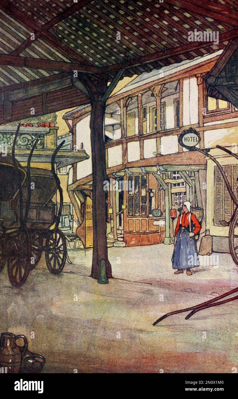 A Hotel Courtyard, Rouen, Normandie, Frankreich, ca. 1905 Stockfoto