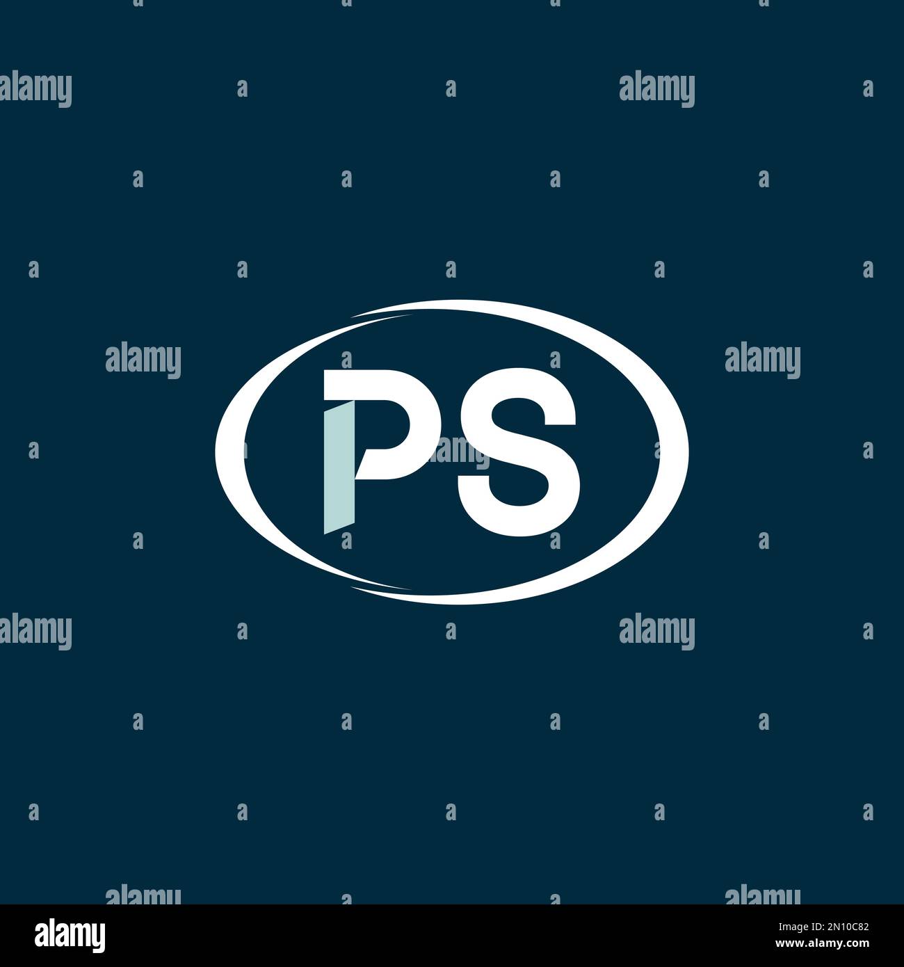 Buchstaben oder Wörter PS verwendet keine serifenfarbene Schriftart mit Flip Ellipse Bildgrafik Symbol Logo Design abstraktes Konzept Vektorsymbol bezogen auf die Initialen. Stock Vektor