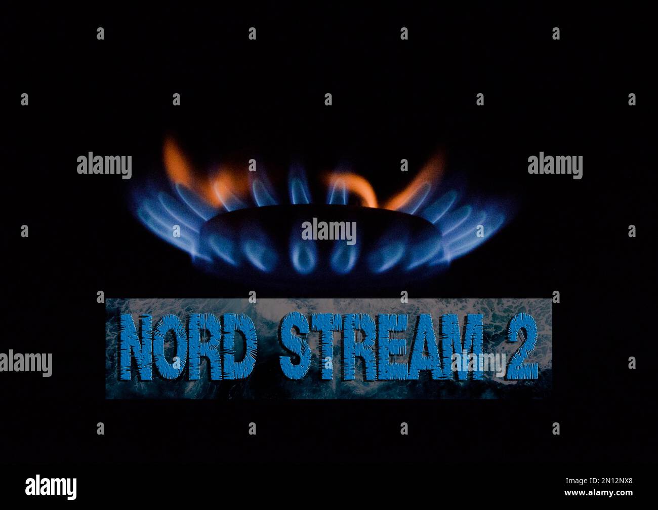 Blaue Gasflamme, Nord Stream 2 Stockfoto