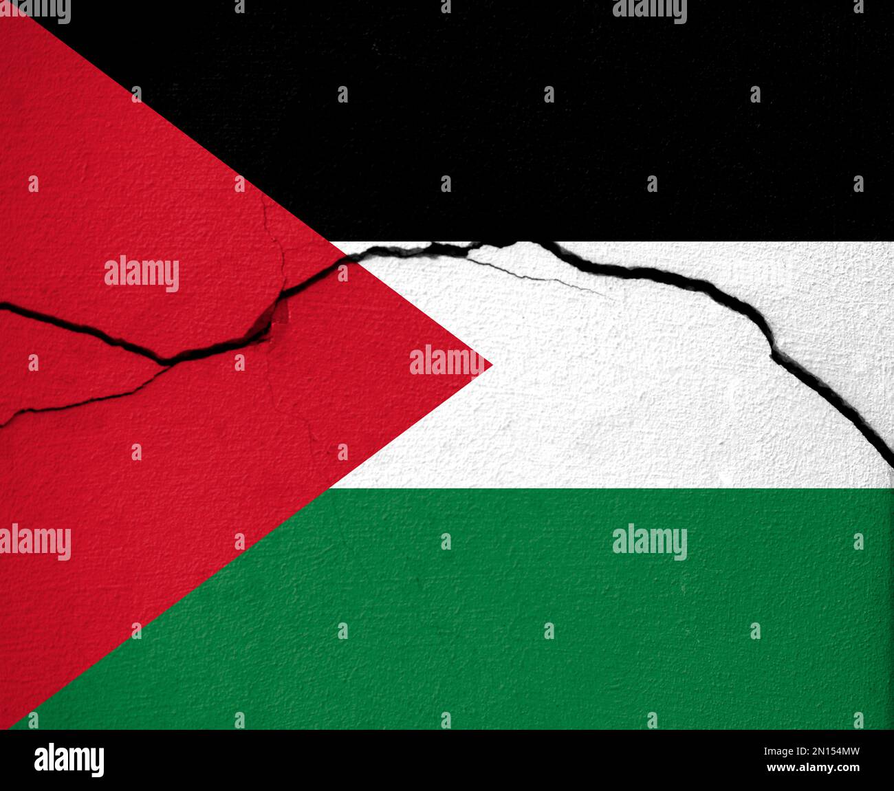 Erdbeben in Palästina, markieren Sie El Palästina als eine Mauer mit Rissen aus einem Erdbeben Stockfoto