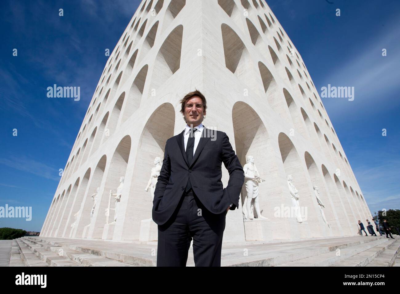 Fendi CEO Pietro Beccari poses in front of the Palazzo della Civilta