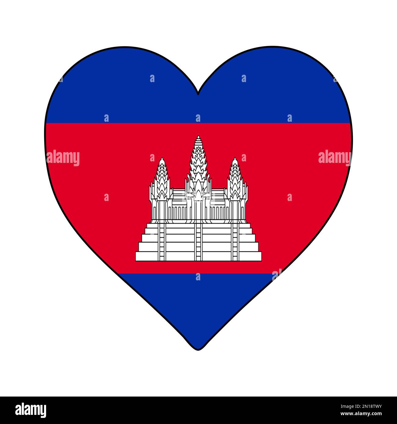 Kambodschanische Herzform-Flagge. Ich Liebe Kambodscha. Besuchen Sie Kambodscha. ASEAN. Asien. Grafische Konstruktion Von Vektordarstellungen. Stock Vektor