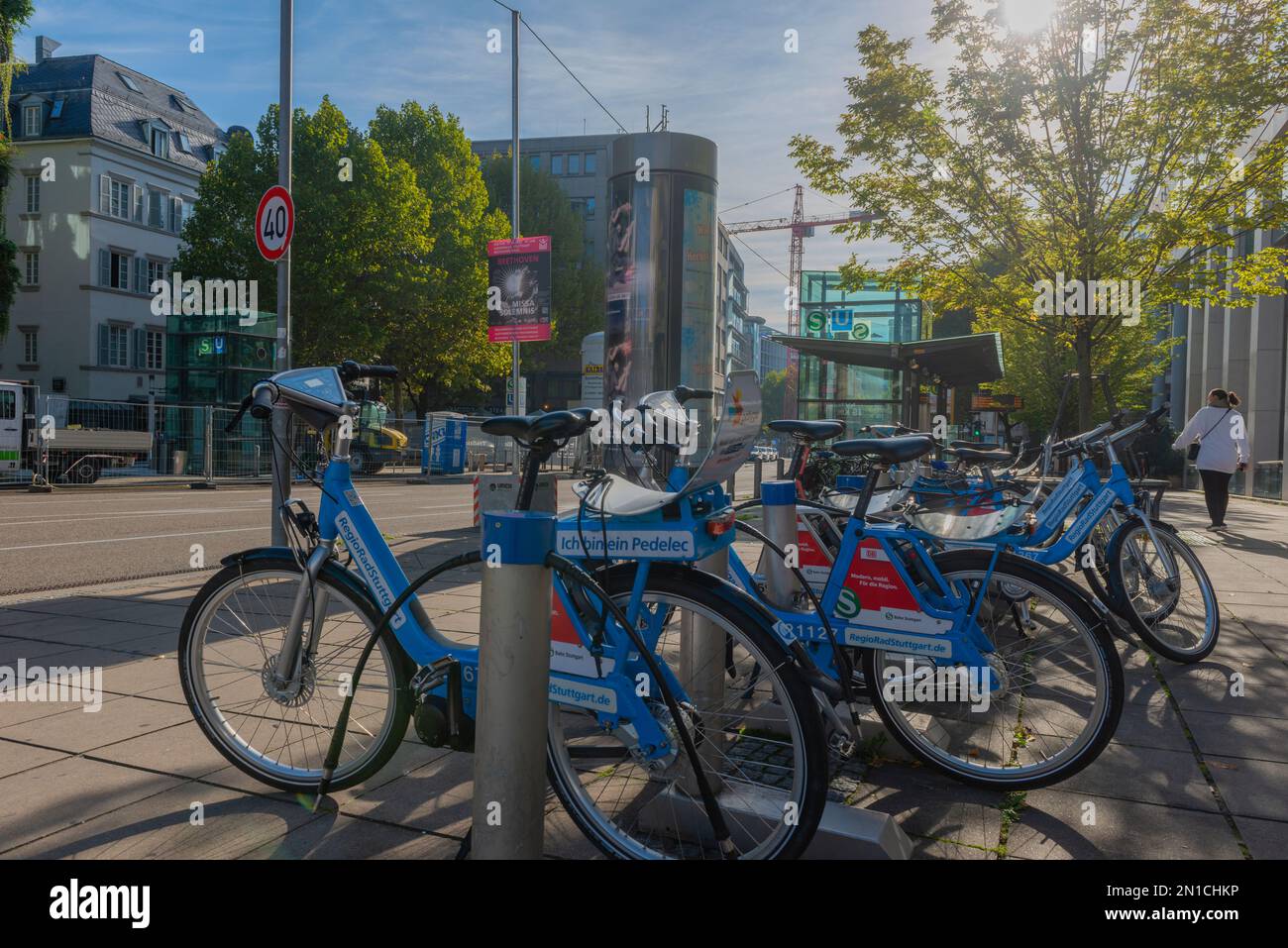 Öffentliche Verkehrsmittel, RegioRadStuttgart, S-Bahn, U-Bahn, Pedelecs, Am Rotebühlplatz, Stuttgart, Stadtzentrum, BadenWürttemberg, Süddeutschland, Europa Stockfoto