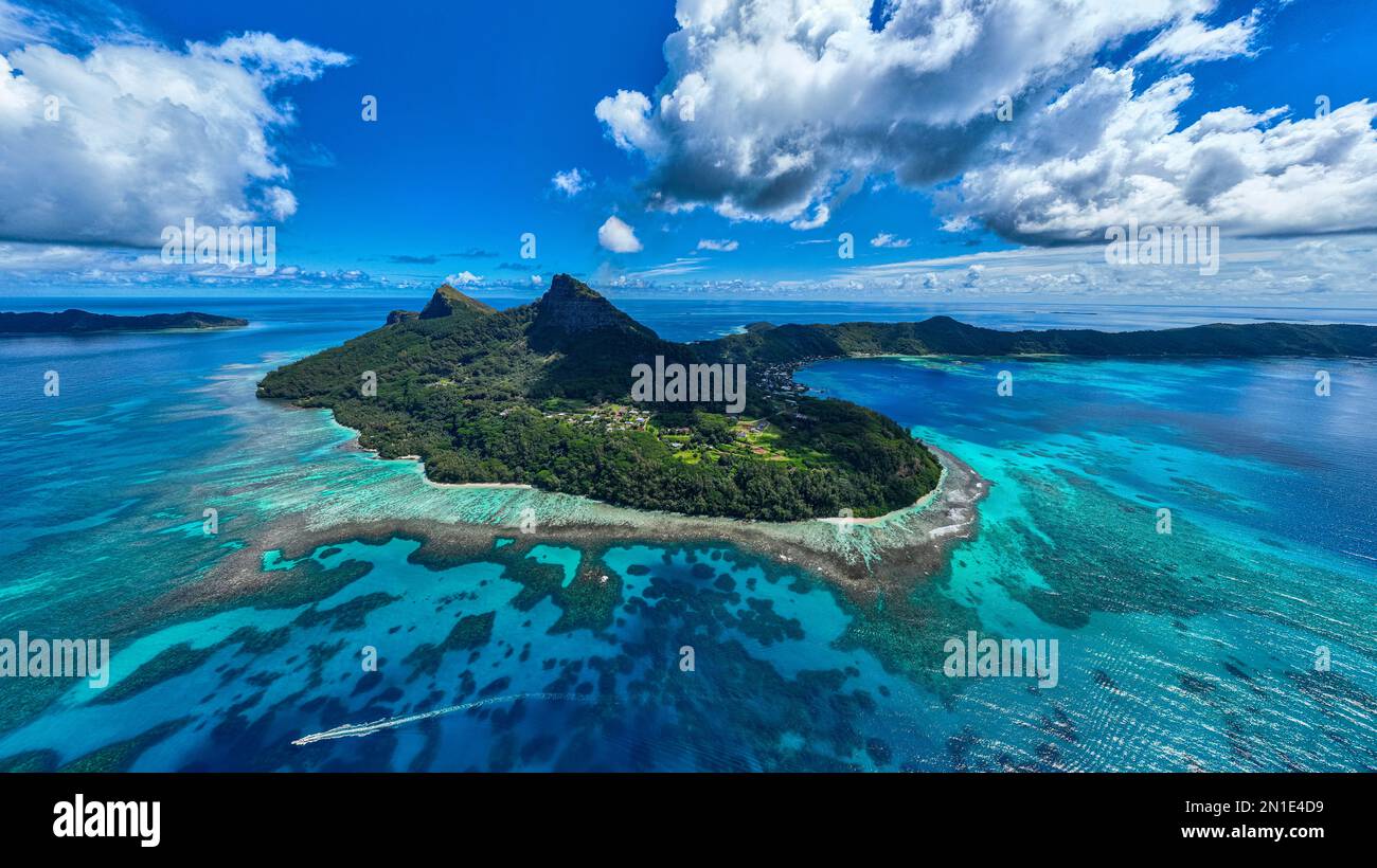 Luftfahrt von Mangareva, Gambier-Archipel, Französisch-Polynesien, Südpazifik, Pazifik Stockfoto